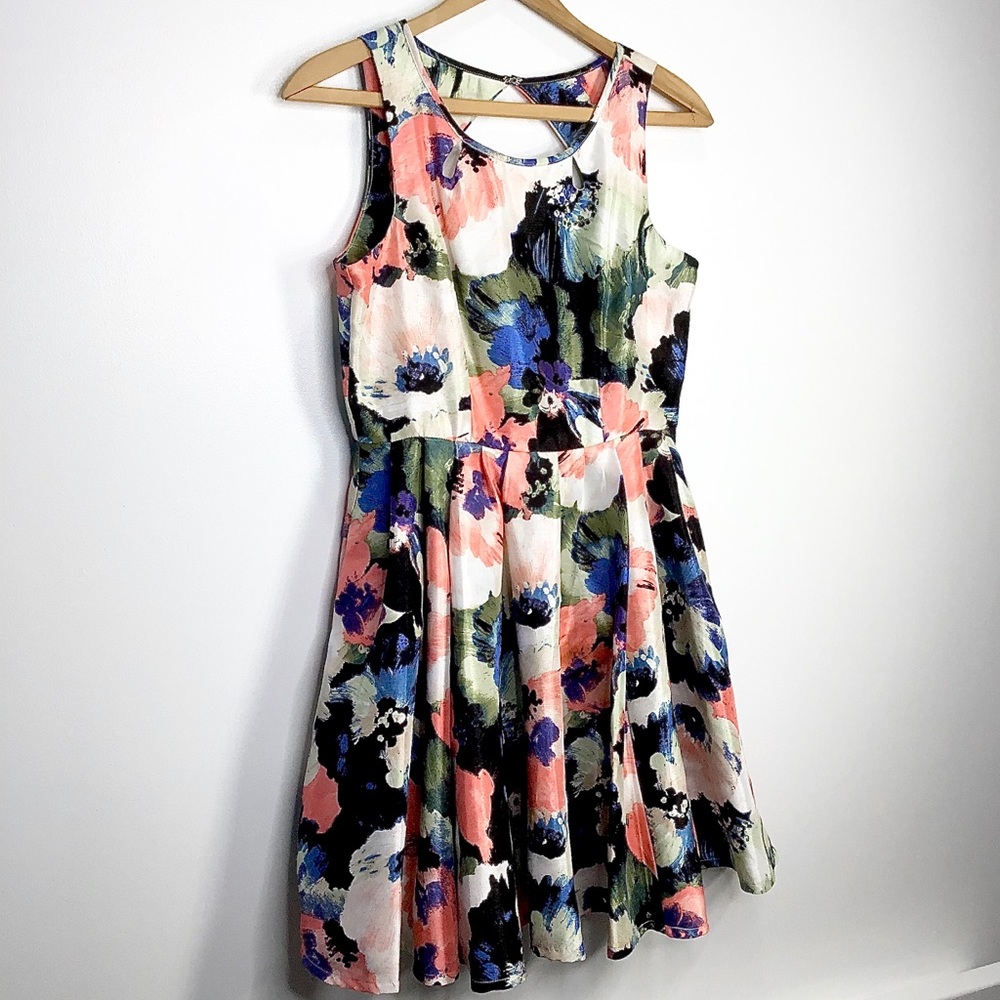 JULIAN TAYLOR Floral Multicolor Flared Dress women’s size 6